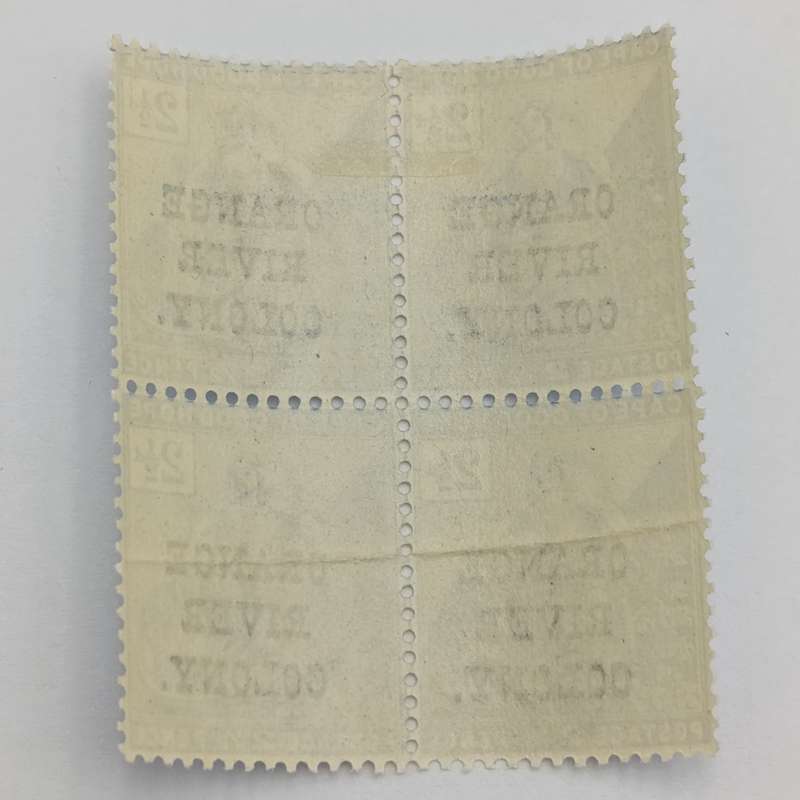 Orange River colony 2 1/2d Block of 4 Paper flaw bottom stamps