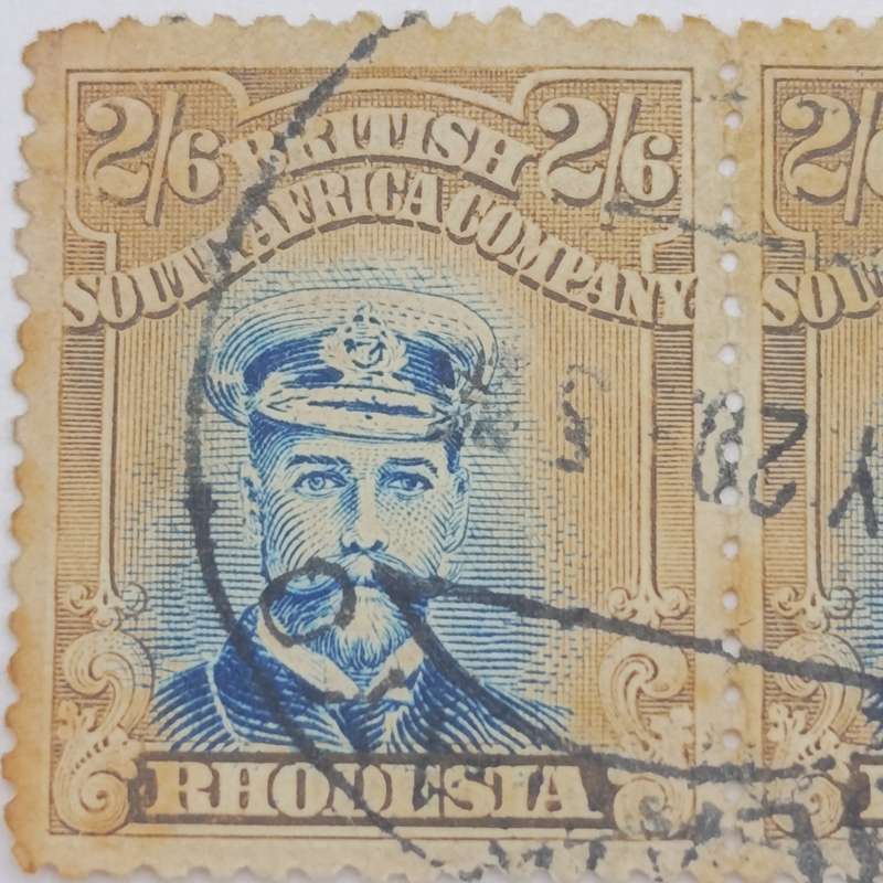 BSA Company SACC 236a pale blue pair of used 2/6 stamps