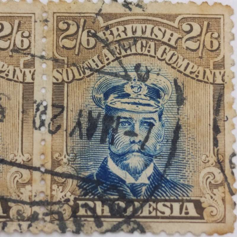 BSA Company SACC 236a pale blue pair of used 2/6 stamps