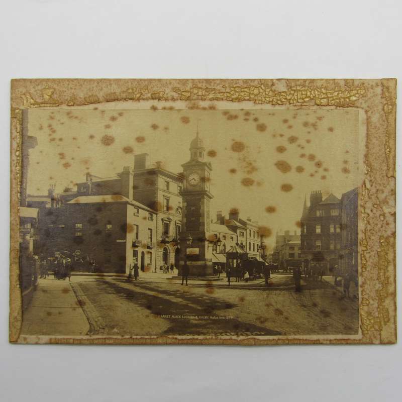 Antique photo of the market square in Rugby, England