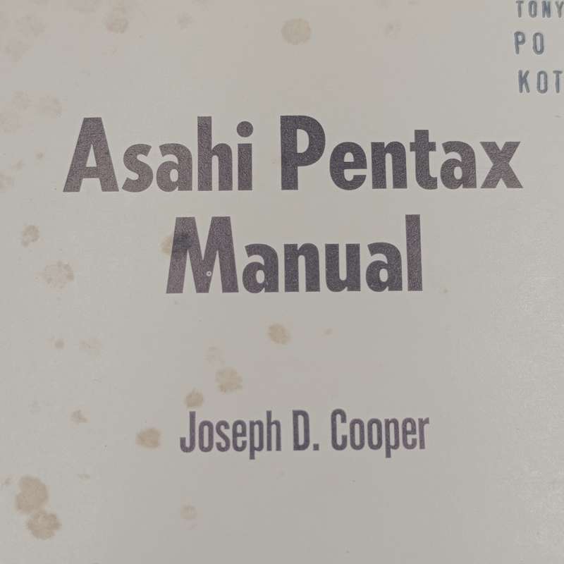 Asahi Pentax manual - Joseph Cooper 1975 edition
