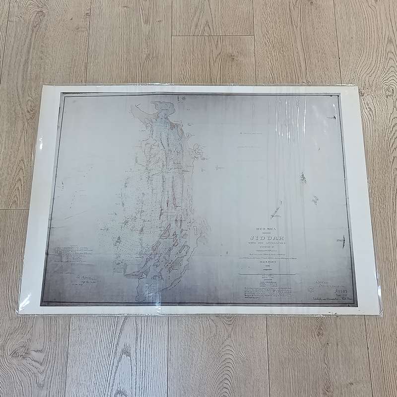 Copy of 1876 Depth Chart map of the Red Sea at Jiddah with it's approaches from H.M.S Fawn