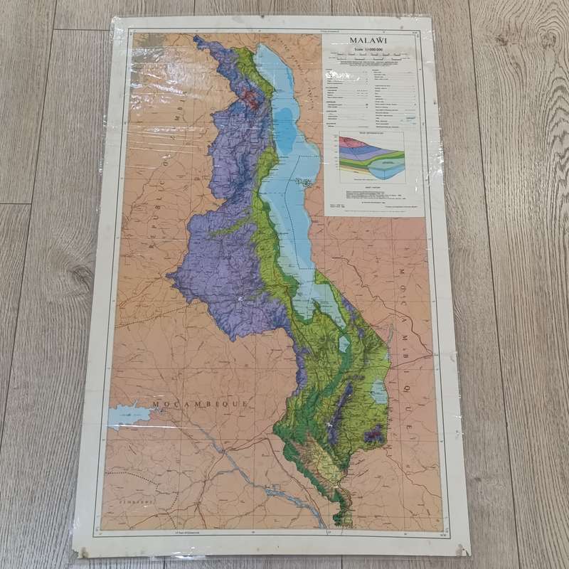 1985 Map of Malawi - Scale 1:1000 000
