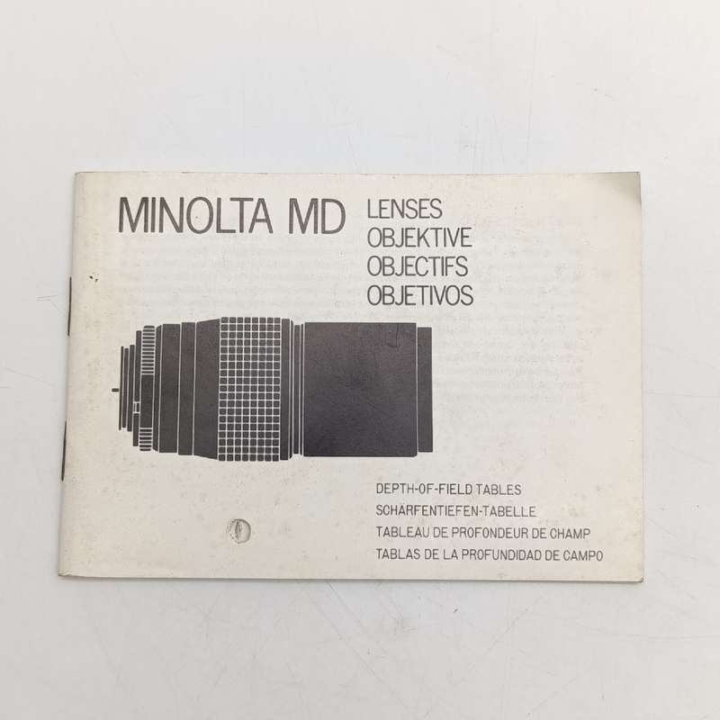 Minolta MD lenses - Depth of field tables