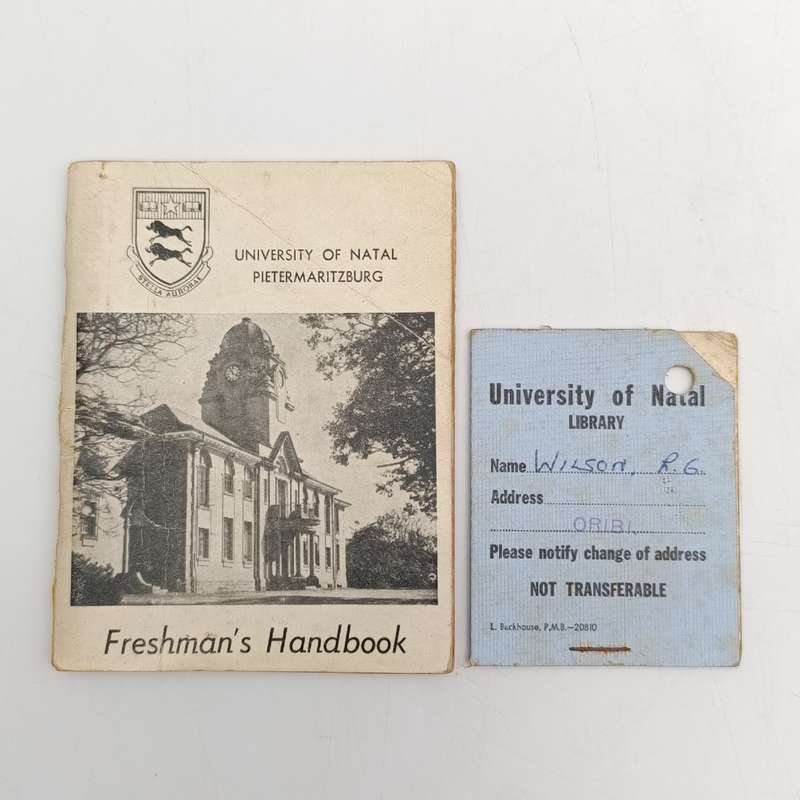 University of Natal 1945/6 freshman's handbook (plus library card)
