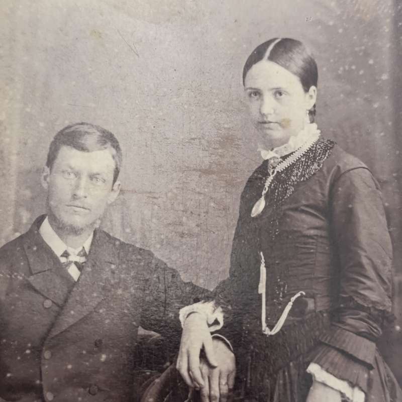 Late 1800's photo of young couple taken by HE Fripp of Beaufort West, South Africa