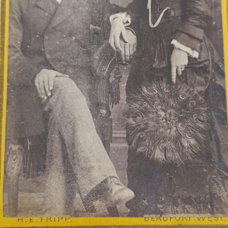 Late 1800's photo of young couple taken by HE Fripp of Beaufort West, South Africa