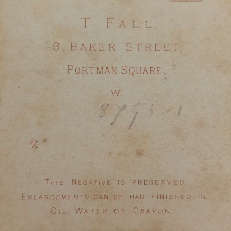 Late 1800's photo of lady in dark dress - taken by T.Fall of Portman Square, Britain