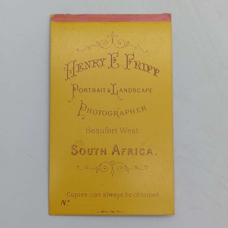 Late 1800's photo of young lady taken by HE Fripp of Beaufort West, South Africa