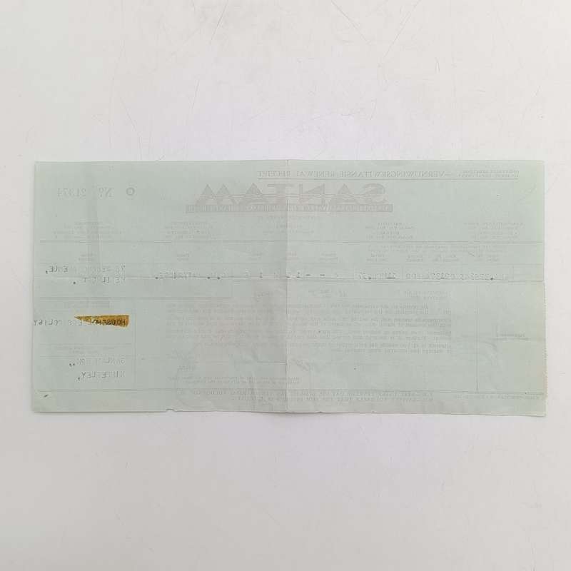 1957 Santam receipt with 3x revenue stamps and 14x 1d postuge stamps used as revenue stamps