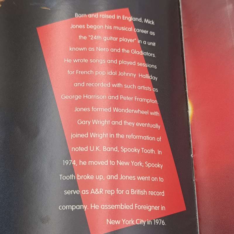 Brochure for the Big Concert Foreigner show in South Africa - signed by all band members