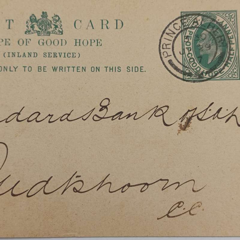 1907 Attractive pre-franked half penny postcard Cape of Good Hope Inland service