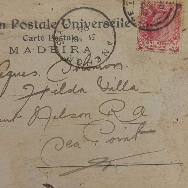 1906 Postcard Madeira to 3 Anchor Bay - 3 instead of three