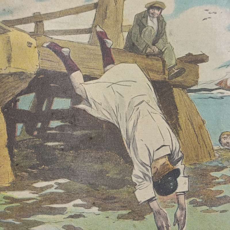 1909 Funny postcard Muizenberg to Sea Point - with three anchor Bay cancel - light damage