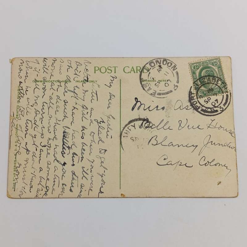 1907 Postcard From Port Elizabeth to Blaney Junction, East London - Funny card