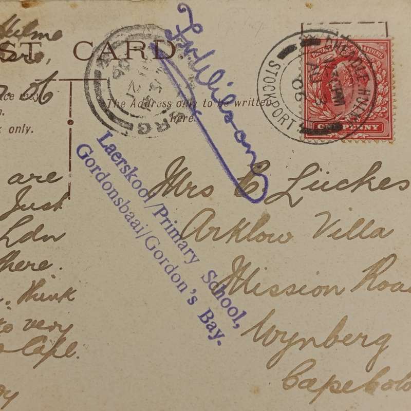 1906 Postcard from Stockpart, England to Wynberg, Cape Colony