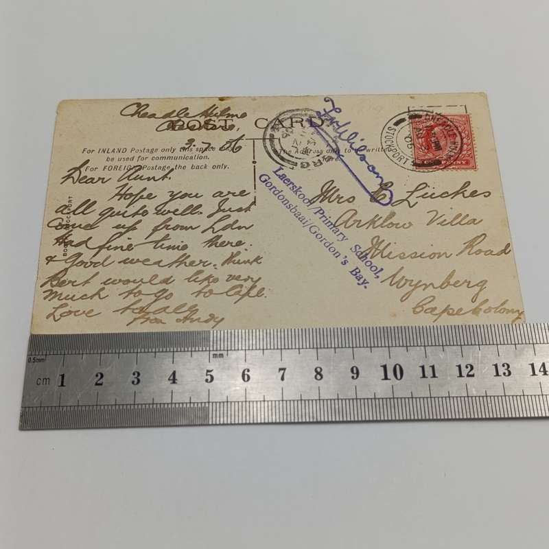 1906 Postcard from Stockpart, England to Wynberg, Cape Colony