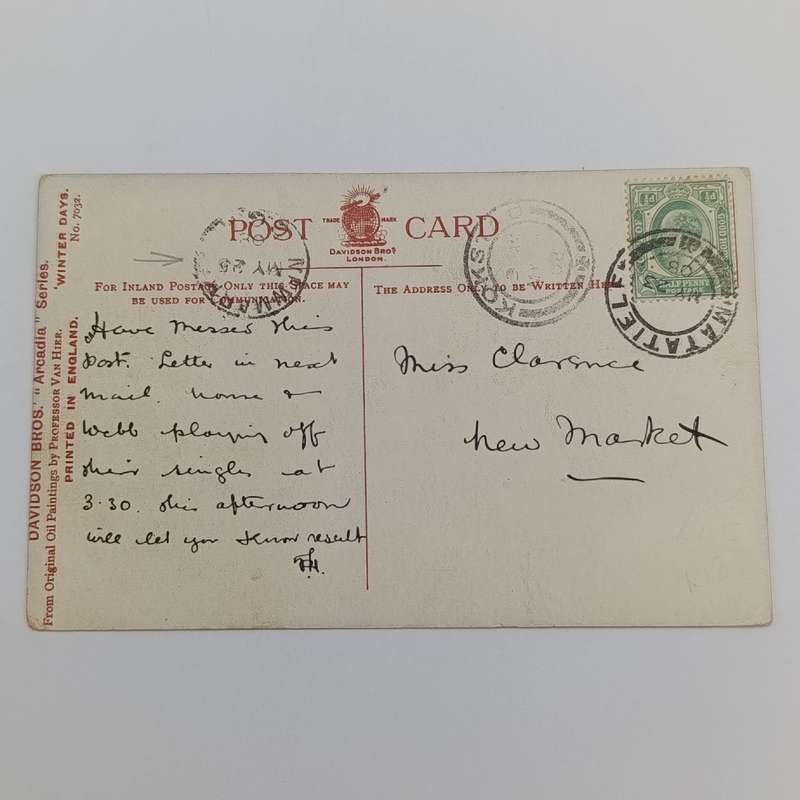 1908 Postcard from Matatiele, through Kokstad to Newmarket (East Griqualand postmarks)