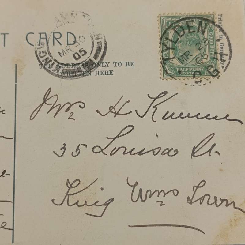 1905 Postcard from Tylden Ciskei to King Williams Town