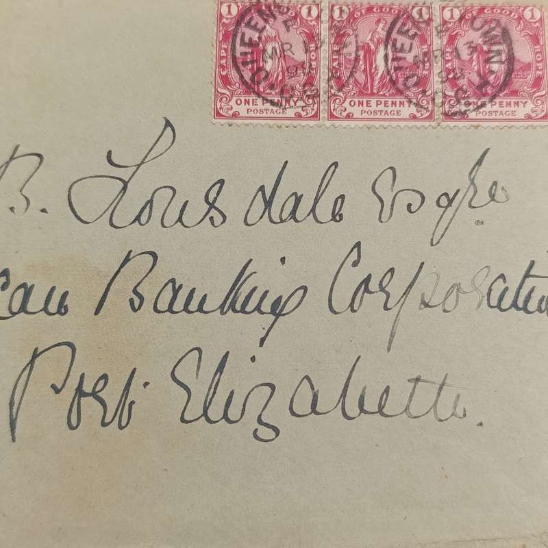 1898 letter Queenstown to Port Elizabeth 3 x One Penny Cape of Good Hope stamps cancelled Queenstown