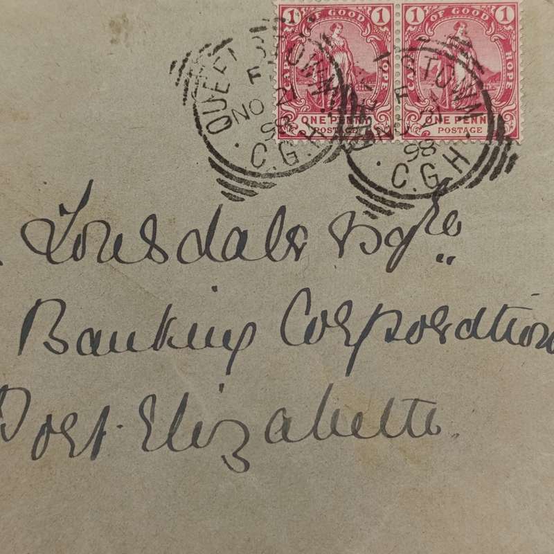 1898 letter Queenstown to Port Elizabeth - 2 Cape of Good hope one penny stamps
