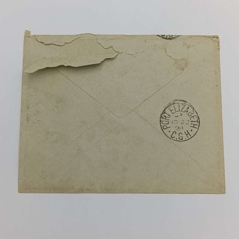 1898 letter Queenstown to Port Elizabeth - 2 Cape of Good hope one penny stamps