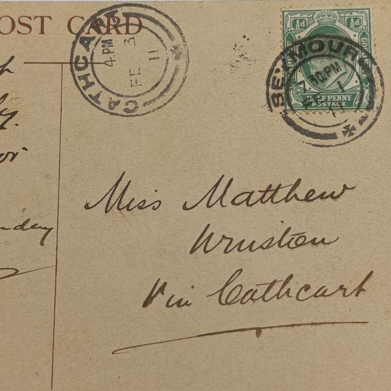 1911 postcard Seymour to Cathcart - Ciskei forerunner - Picture of F Sheppard & Co's shop