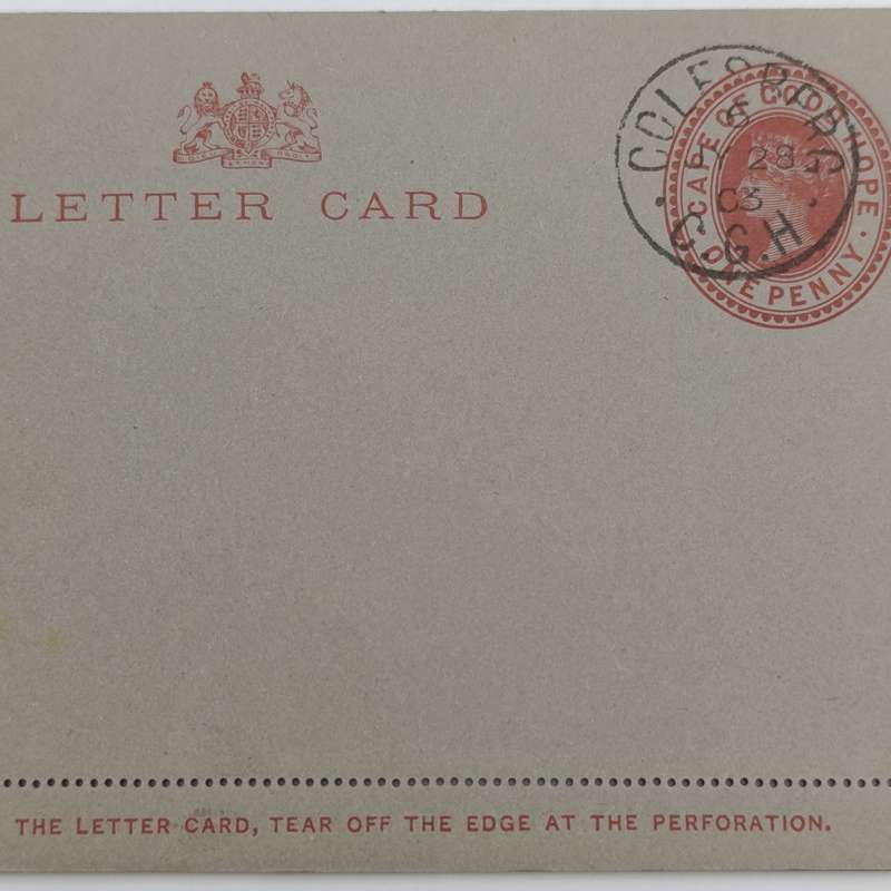 1903 Cancelled Prepaid letter card - not opened - Colesberg cancel Cape of Good Hope