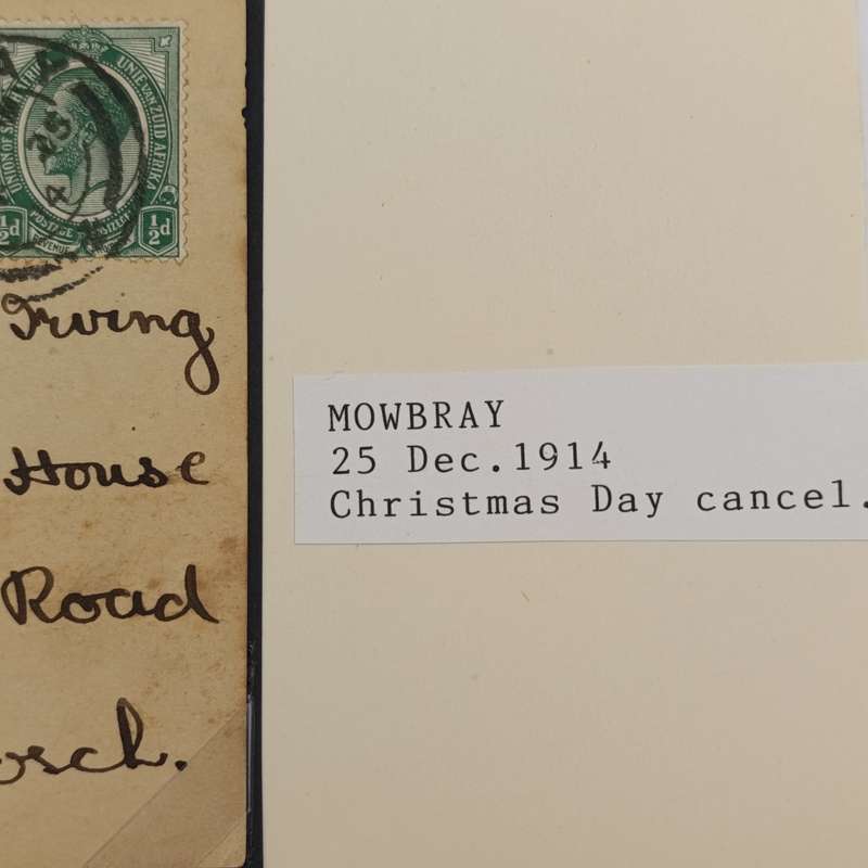 WW1 Postcard Mowbray to Rondebosch - Christmas Day cancel