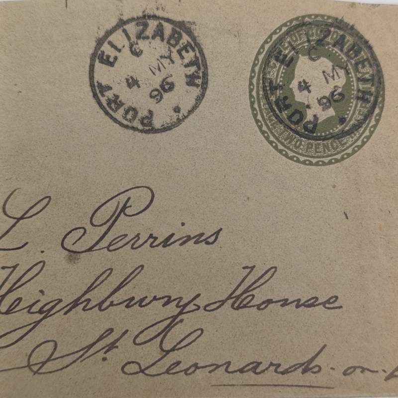 1896 Cover from Port Elizabeth, South Africa to St Leonards on Sea, England on postage