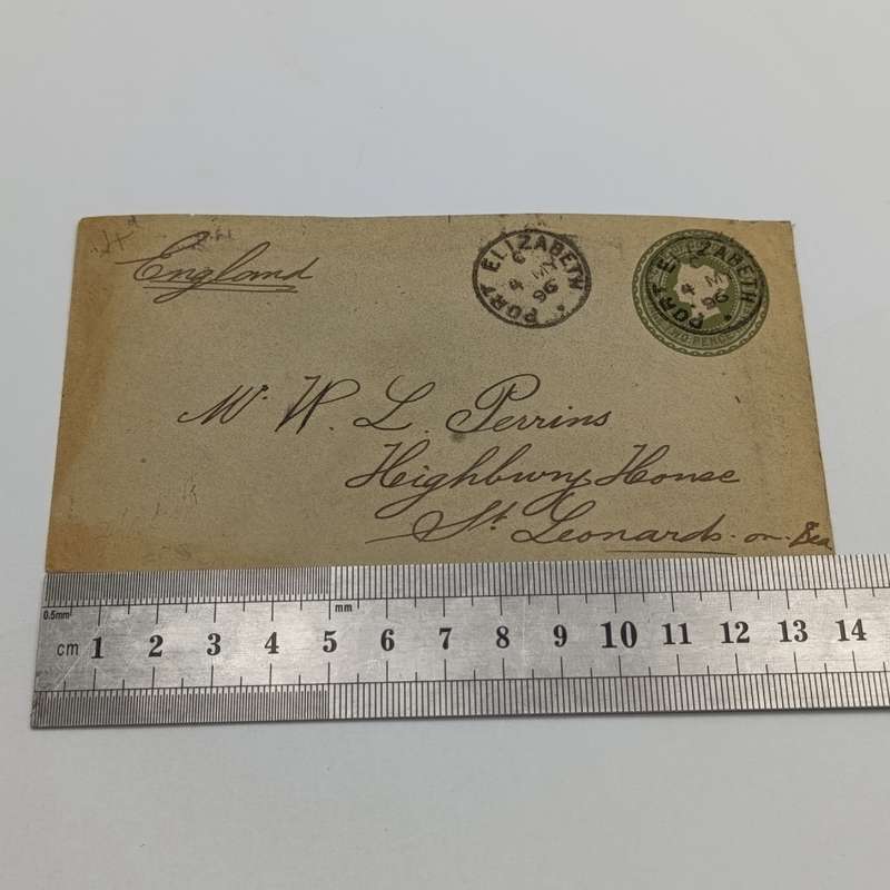 1896 Cover from Port Elizabeth, South Africa to St Leonards on Sea, England on postage