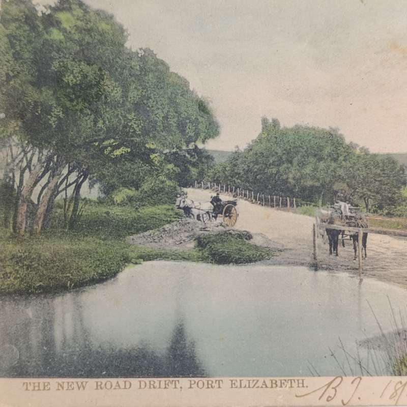 1908 Postcard from South end Port Elizabeth to Somerset, England with picture of the new road drift