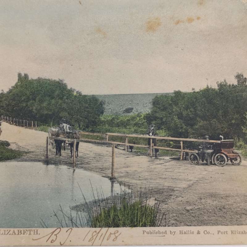 1908 Postcard from South end Port Elizabeth to Somerset, England with picture of the new road drift