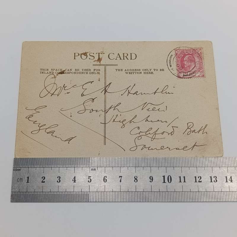 1908 Postcard from South end Port Elizabeth to Somerset, England with picture of the new road drift