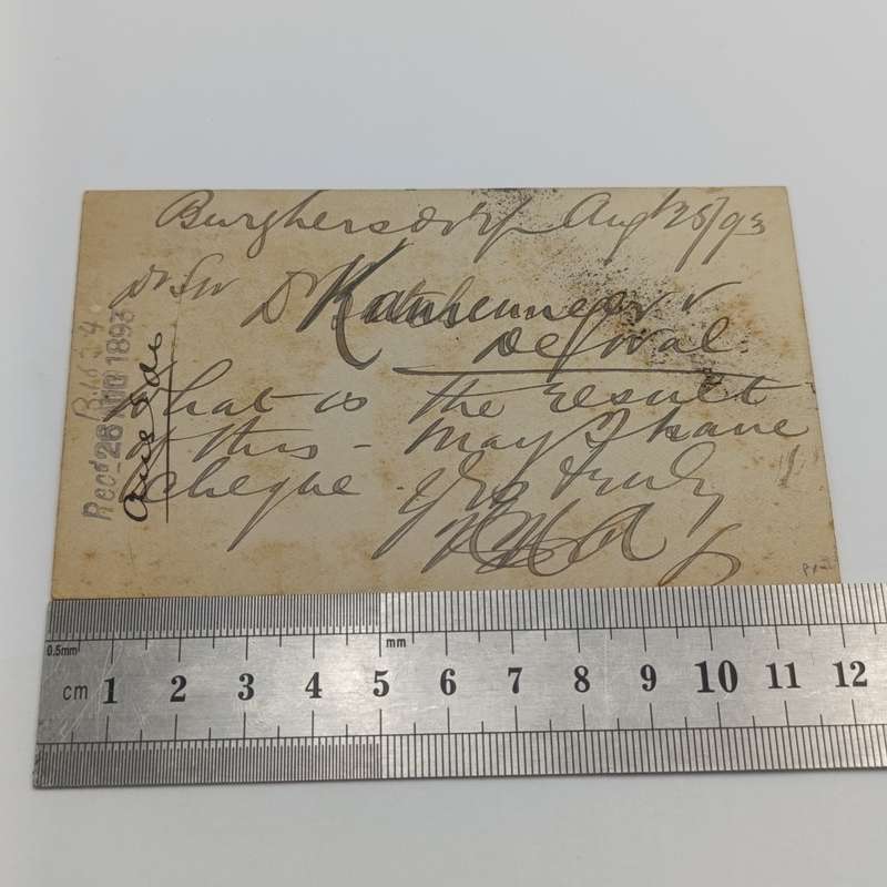 1893 Prepaid postcard half penny, Cape of Good Hope Burghersdorp to Queenstown