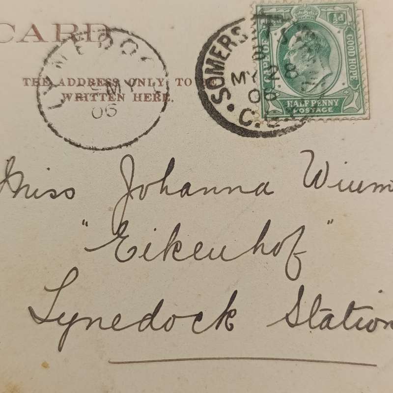 1906 Postcard from Somerset Strand through Lynedoch to Eerste Rivier station