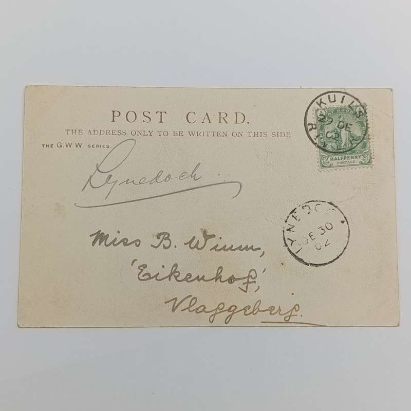 1902 Postcard from Kuils River (2 words) to Vlaggeberg through Lynedoch