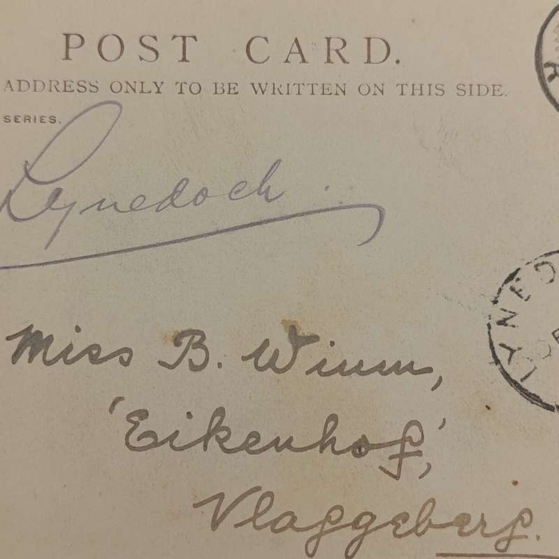 1902 Postcard from Kuils River (2 words) to Vlaggeberg through Lynedoch