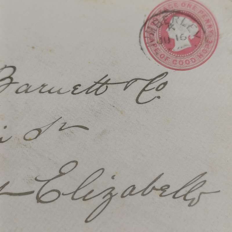 Prepaid Postage early 1900's Cape of Good Hope envelope posted Kimberley to Port Elizabeth