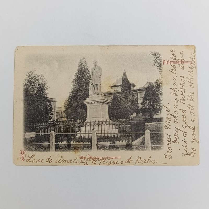 1906 Postcard Port Elizabeth to Bechuanaland - Picture of the Shepstone monument in Pietermaritzburg