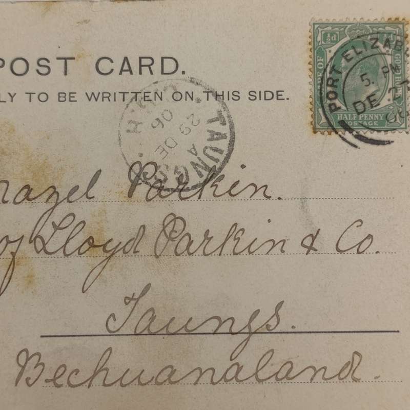 1906 Postcard Port Elizabeth to Bechuanaland - Picture of the Shepstone monument in Pietermaritzburg