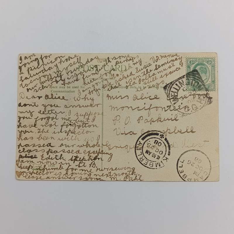 1908 Postcard from Wellington to Papkuil via Campbell and Kimberley
