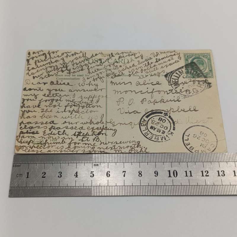 1908 Postcard from Wellington to Papkuil via Campbell and Kimberley