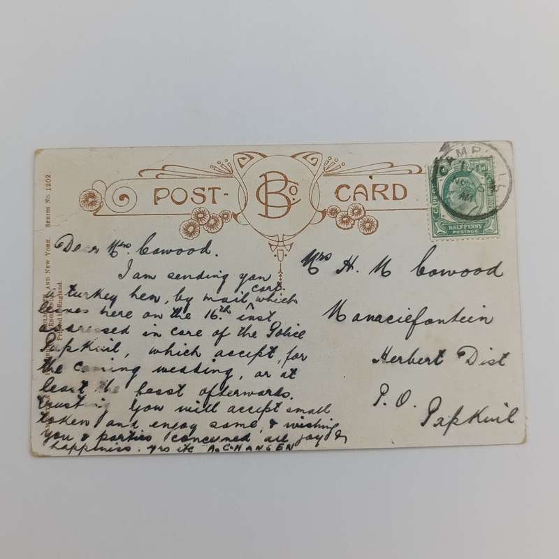 Early 1900's postcard posted in Campbell - Griqualand West area - Posted to Papkuil funny postcard