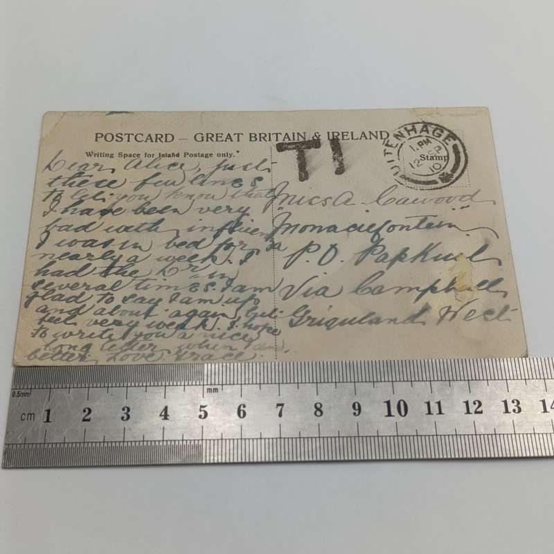 1910 Taxed cover posted without stamp from Uitenhage to Papkuil, Griqualand West - unusual Tax mark