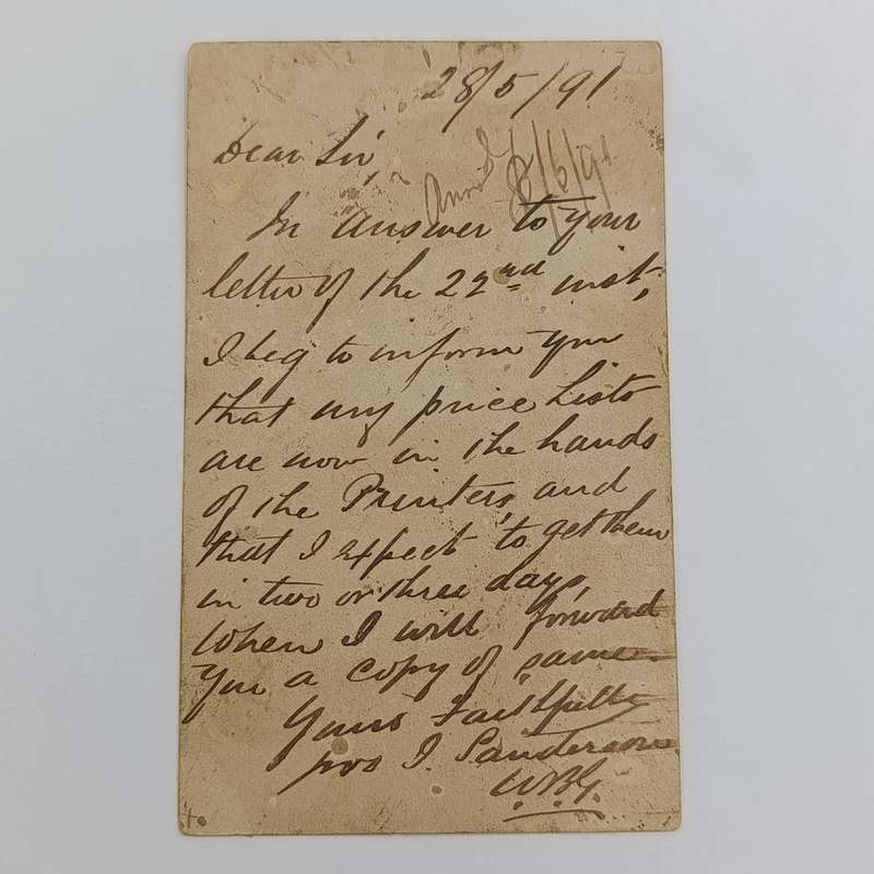 1891 Postcard with prepaid half penny postage sent from Cape Town to Knysna