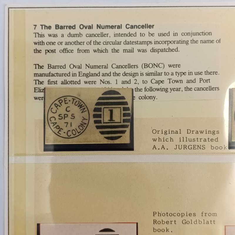 Page with the 1864 barred oval numeral canceller - Original  drawings from AA Jurgens Book - Photoc