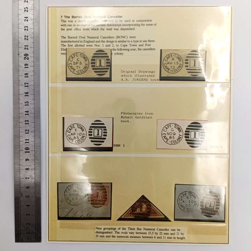 Page with the 1864 barred oval numeral canceller - Original  drawings from AA Jurgens Book - Photoc