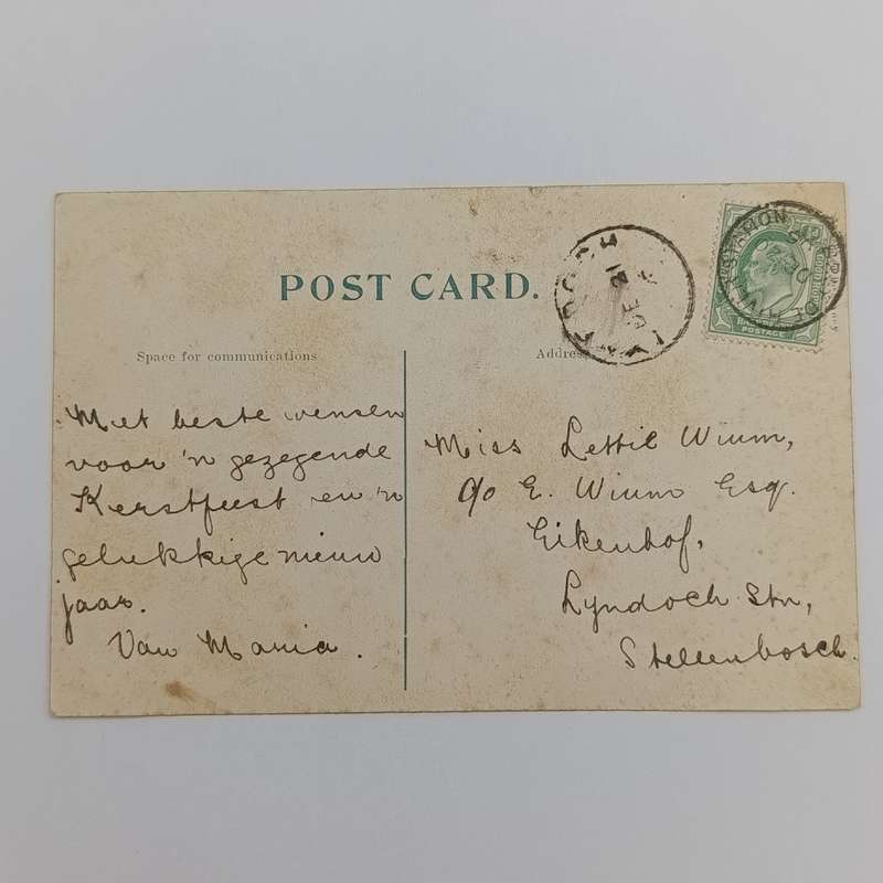 1905 Postcard Breede River Station to Stellenbosch picture of people working in the fields