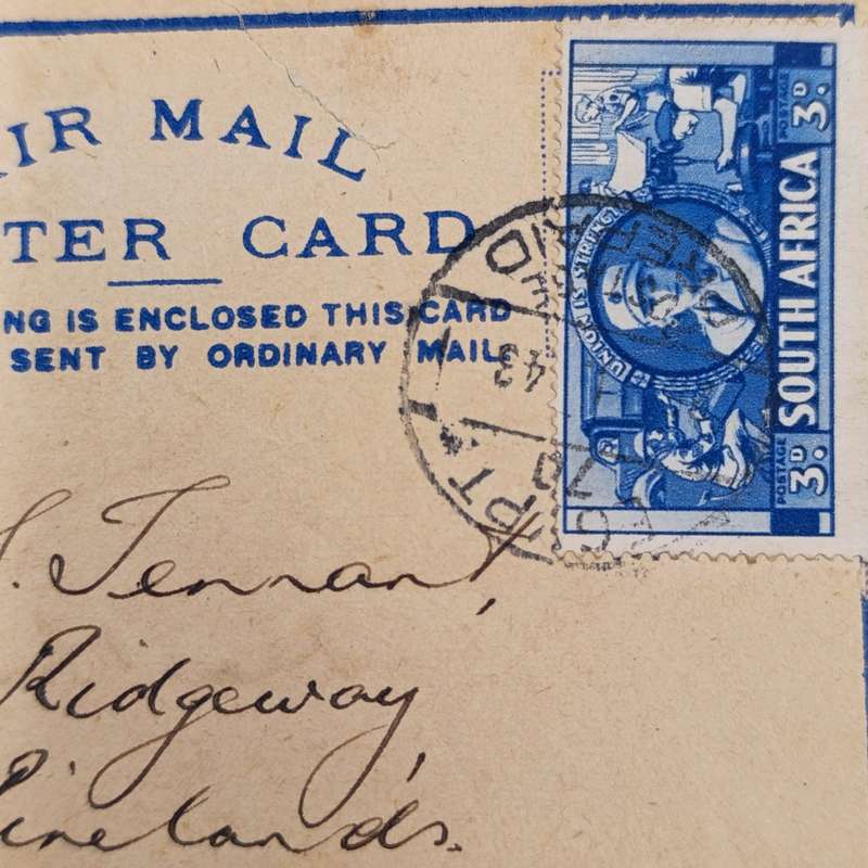 Lot of 15 WW2 period letter cards sent by Joe Tennant who was stationed on the HMSAS Seksern